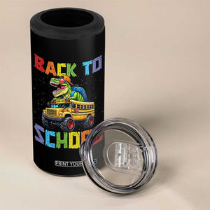 Bruh We Back 4 in 1 Can Cooler Tumbler Funny Dinosaur Back To School Dinosaur