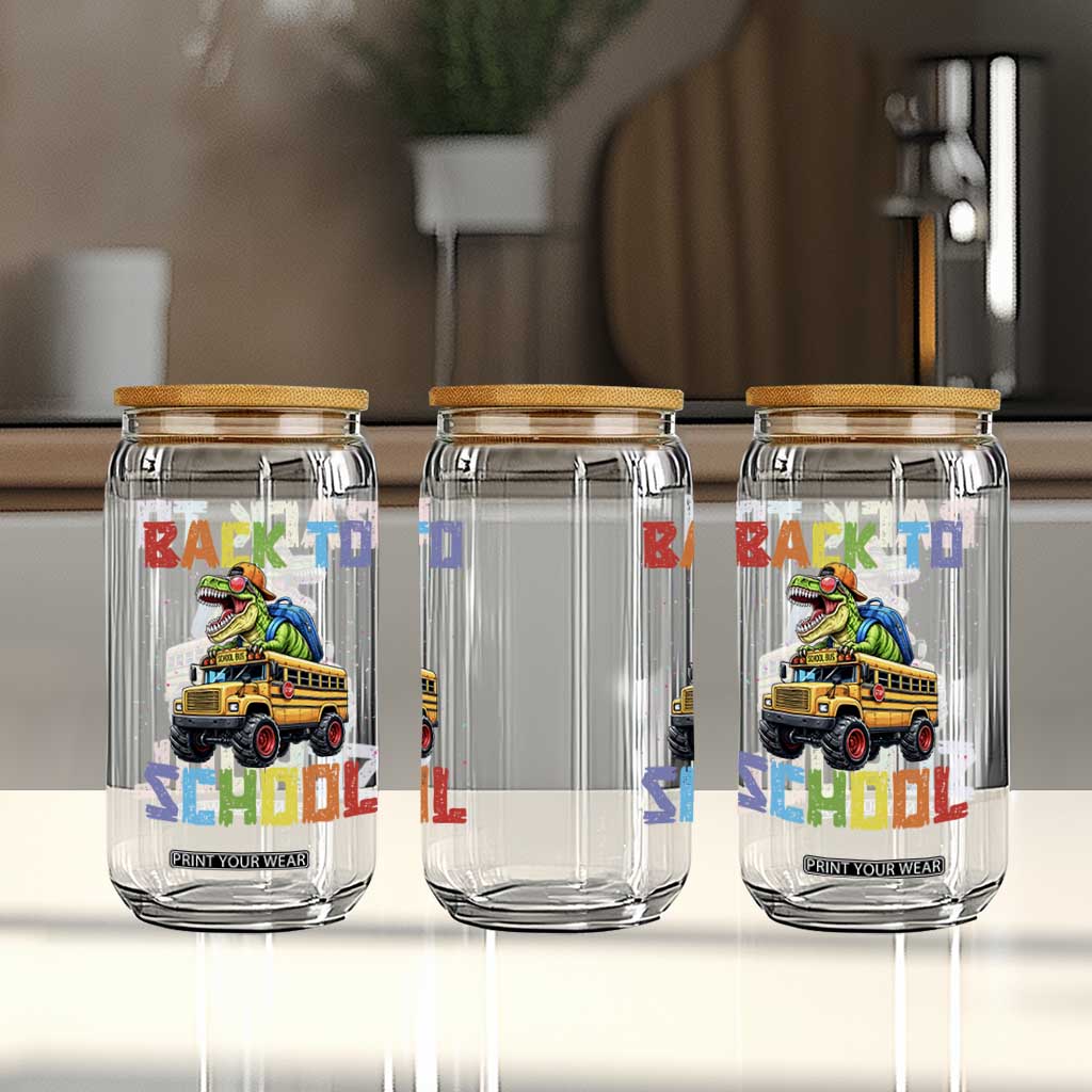 Bruh We Back Glass Can Funny Dinosaur Back To School Dinosaur