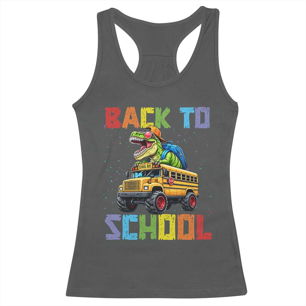 Bruh We Back Racerback Tank Top Funny Dinosaur Back To School Dinosaur