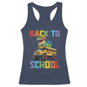 Bruh We Back Racerback Tank Top Funny Dinosaur Back To School Dinosaur
