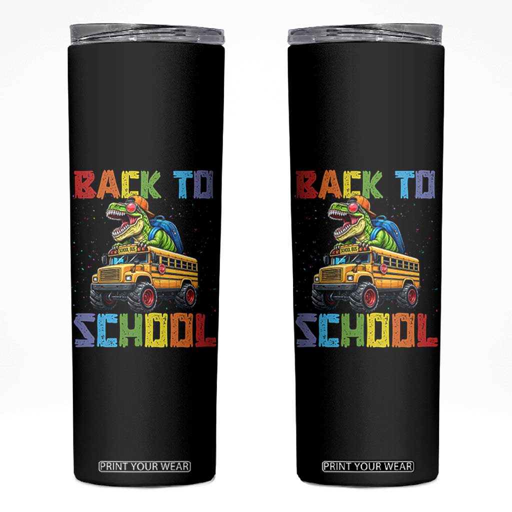 Bruh We Back Skinny Tumbler Funny Dinosaur Back To School Dinosaur