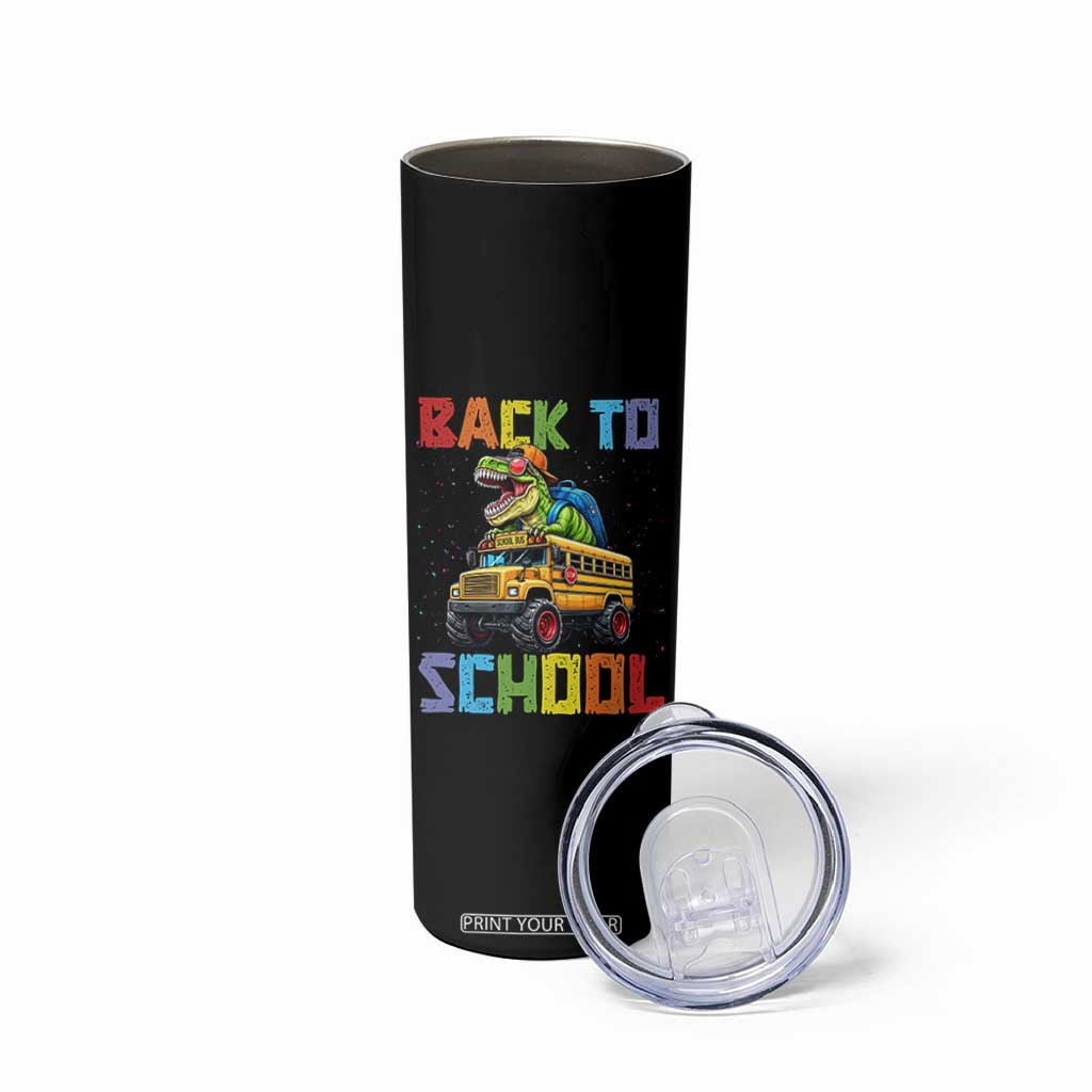Bruh We Back Skinny Tumbler Funny Dinosaur Back To School Dinosaur