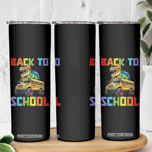 Bruh We Back Skinny Tumbler Funny Dinosaur Back To School Dinosaur
