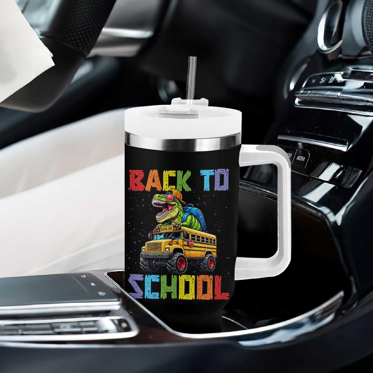 Bruh We Back Tumbler With Handle Funny Dinosaur Back To School Dinosaur