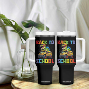 Bruh We Back Tumbler With Handle Funny Dinosaur Back To School Dinosaur