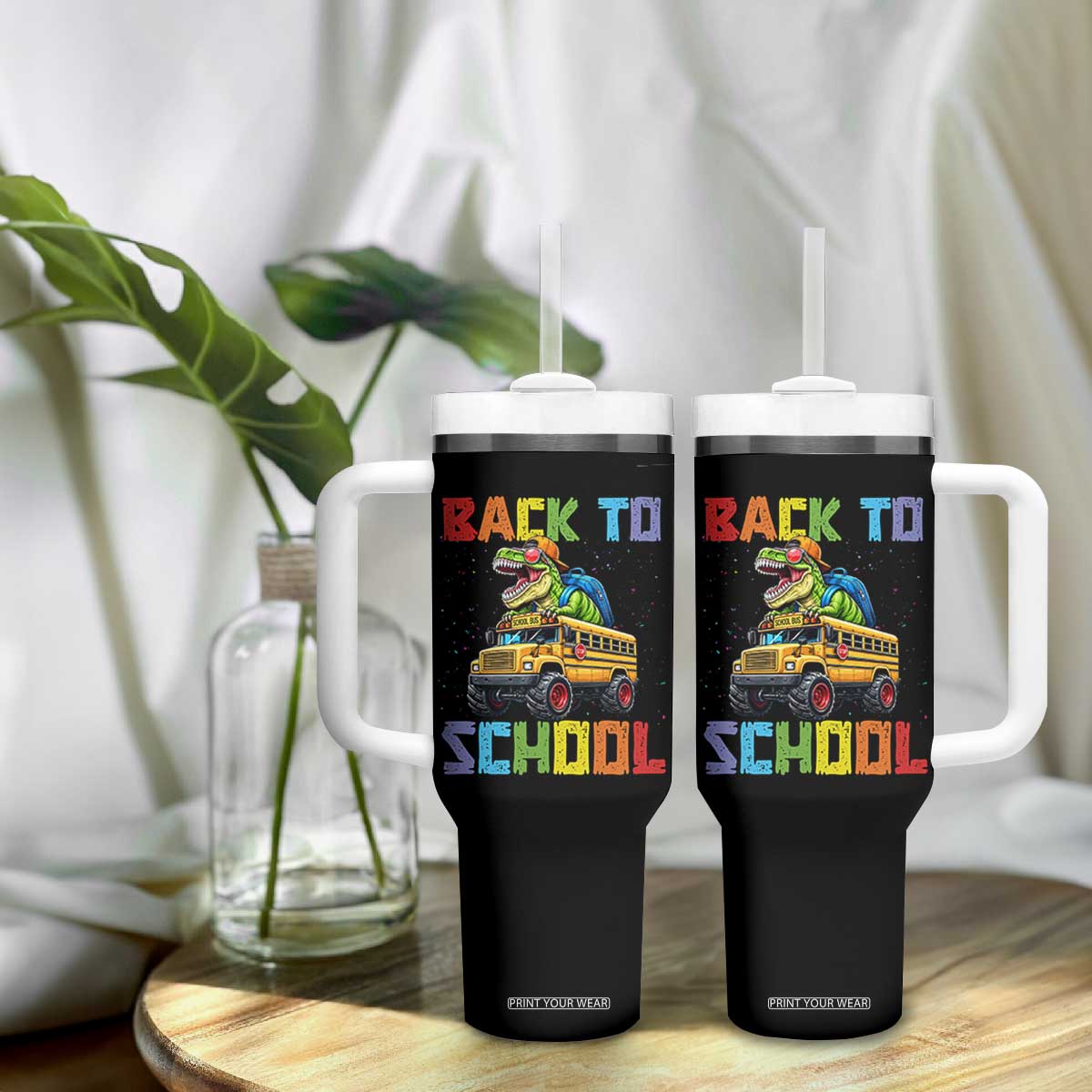 Bruh We Back Tumbler With Handle Funny Dinosaur Back To School Dinosaur