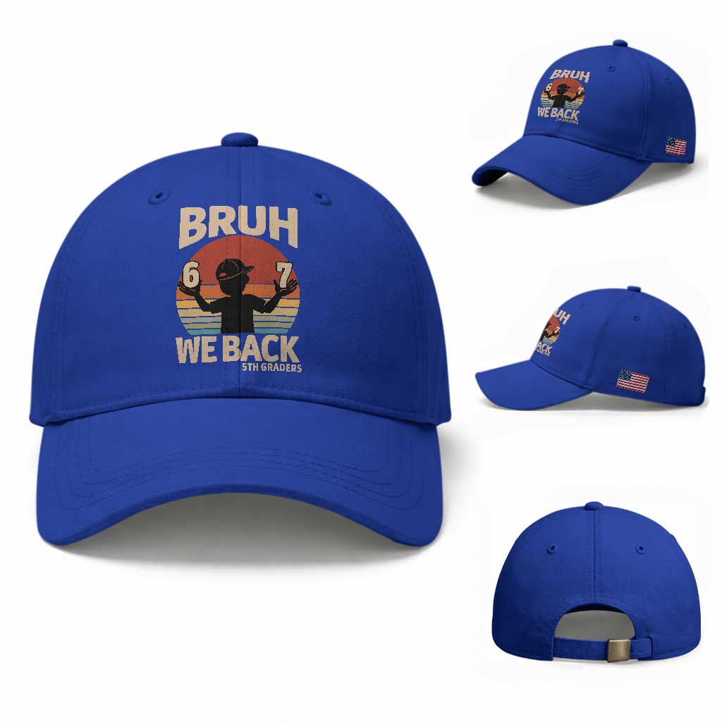 Bruh We Back Baseball Cap Back to School 5th Grade 6 7 First Day School