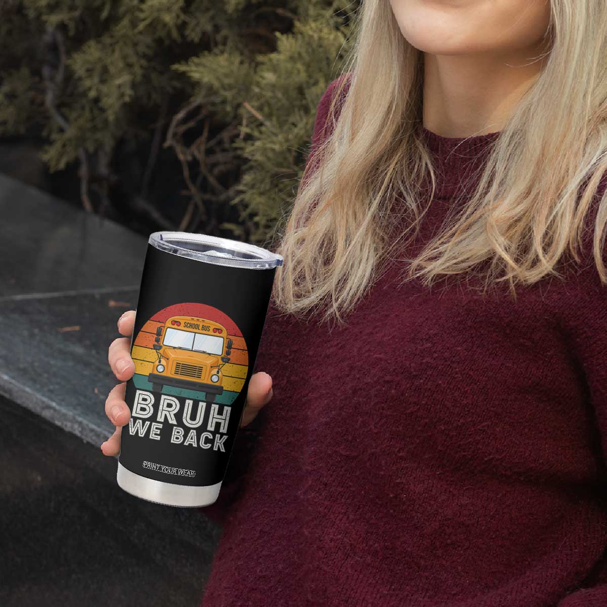 Bruh We Back Tumbler Cup Funny School Bus Driver Life Back to School Teacher Kids