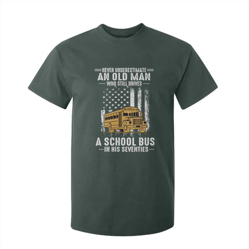 Funny School Bus Driver T Shirt For Kid Never Underestimate an Old Man Who Still Drives A School Bus
