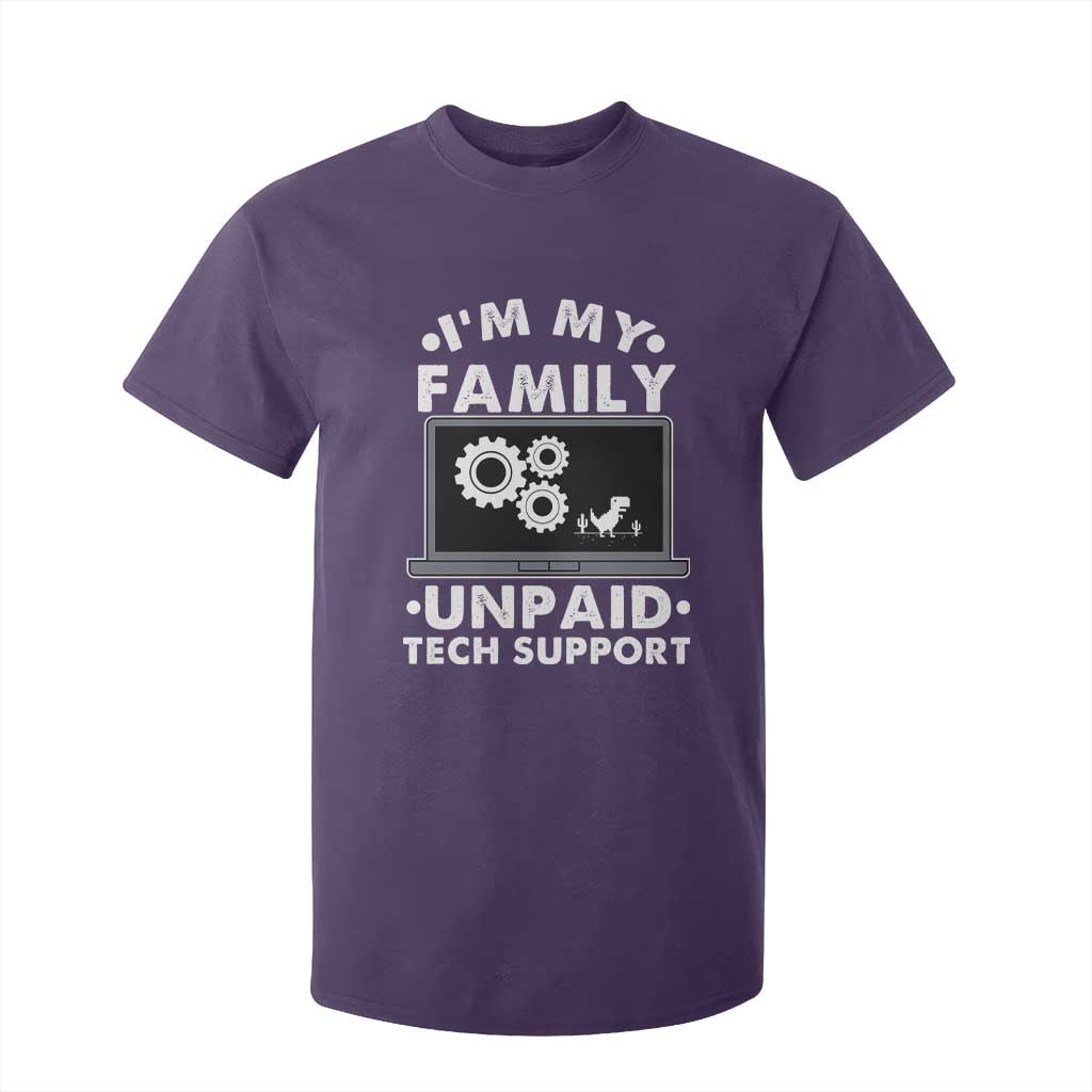 I Am My Familys Unpaid Tech Support T Shirt For Kid Funny Computer IT Nerd Humor TS14 Purple Print Your Wear