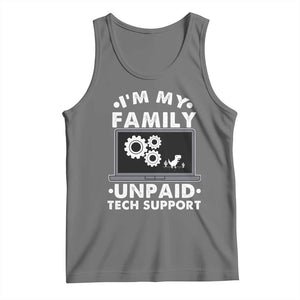 I Am My Familys Unpaid Tech Support Tank Top Funny Computer IT Nerd Humor TS14 Black Heather Print Your Wear