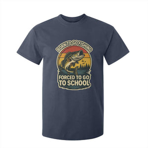 Funny Bass Fish Fisherman T Shirt For Kid Born To Go Fishing Forced School TS14 Navy Print Your Wear