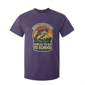 Funny Bass Fish Fisherman T Shirt For Kid Born To Go Fishing Forced School TS14 Purple Print Your Wear