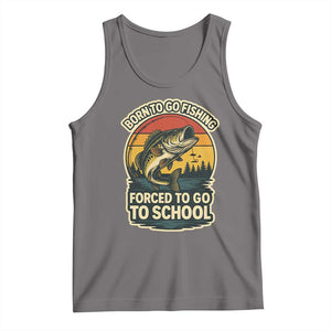 Funny Bass Fish Fisherman Tank Top Born To Go Fishing Forced School TS14 Deep Heather Print Your Wear