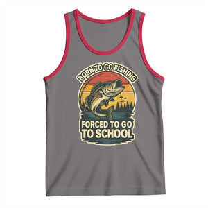 Funny Bass Fish Fisherman Tank Top Born To Go Fishing Forced School TS14 Deep Heather Red Print Your Wear