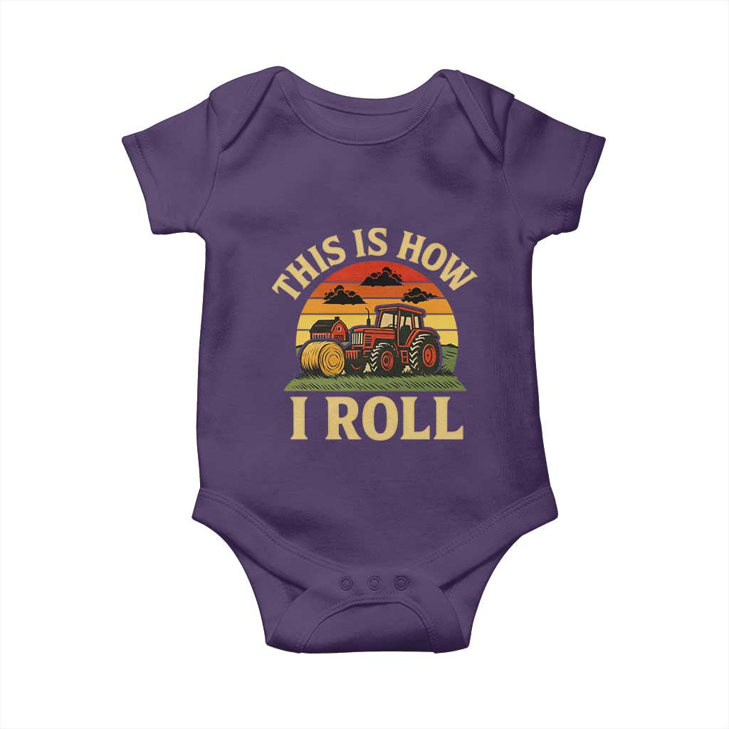 Funny Farming Tractor Baby Onesie This Is How I Roll Farmer TS14 Purple Print Your Wear