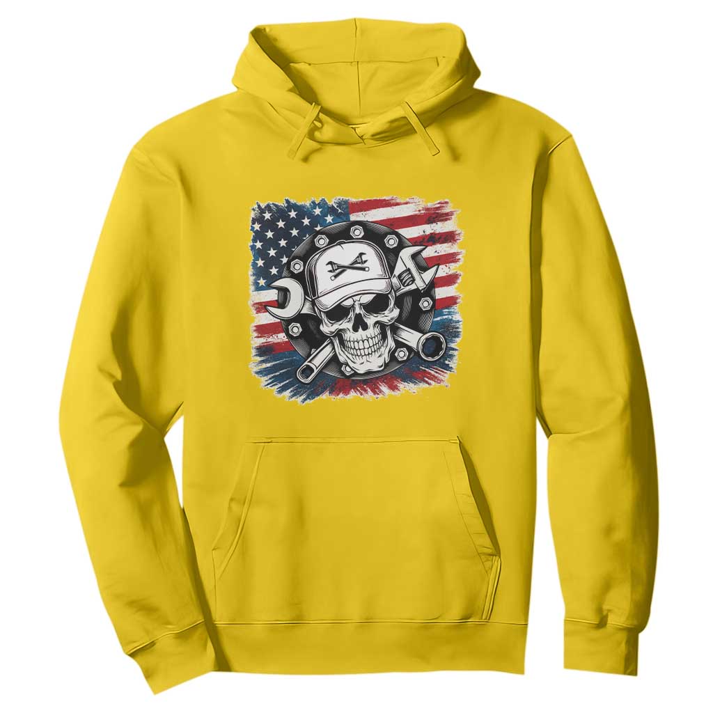 American Flag Skull Mechanic Hoodie Labor Day Patriotic USA TS14 Daisy Print Your Wear