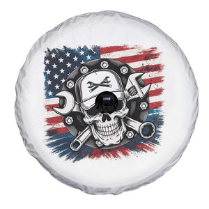 American Flag Skull Mechanic Spare Tire Cover Labor Day Patriotic USA TS14 Print Your Wear