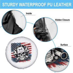 American Flag Skull Mechanic Spare Tire Cover Labor Day Patriotic USA TS14 Print Your Wear