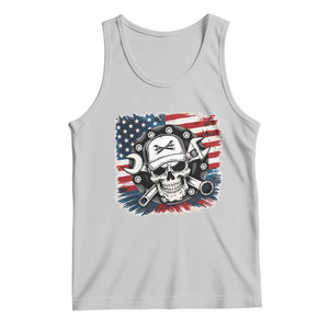 American Flag Skull Mechanic Tank Top Labor Day Patriotic USA TS14 Ash Print Your Wear