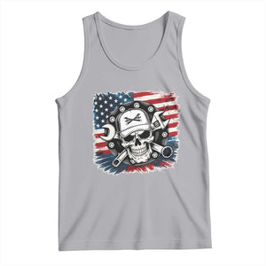 American Flag Skull Mechanic Tank Top Labor Day Patriotic USA TS14 Athletic Heather Print Your Wear