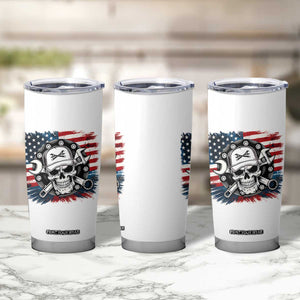 American Flag Skull Mechanic Tumbler Cup Labor Day Patriotic USA TS14 Print Your Wear