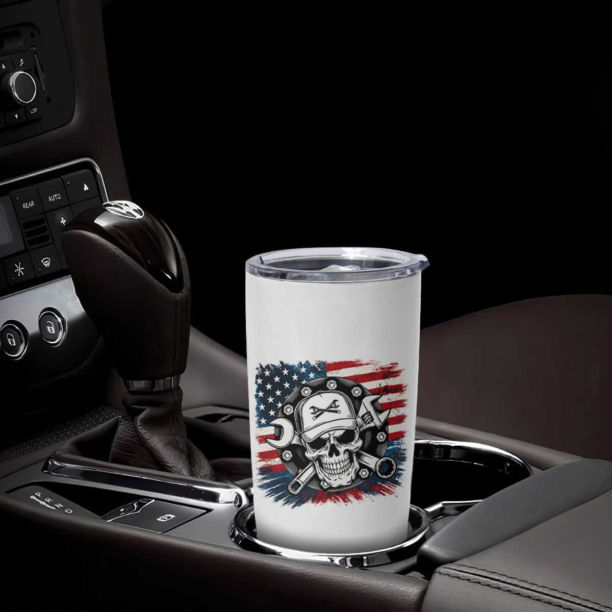 American Flag Skull Mechanic Tumbler Cup Labor Day Patriotic USA TS14 Print Your Wear
