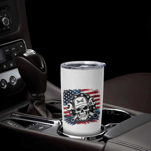 American Flag Skull Mechanic Tumbler Cup Labor Day Patriotic USA TS14 Print Your Wear