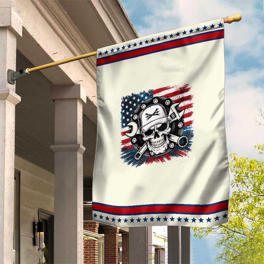 American Flag Skull Mechanic Garden Flag Labor Day Patriotic USA TS14 Modern Beige Red Print Your Wear
