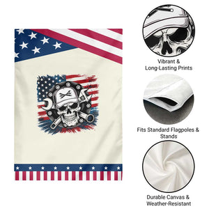 American Flag Skull Mechanic Garden Flag Labor Day Patriotic USA TS14 Print Your Wear