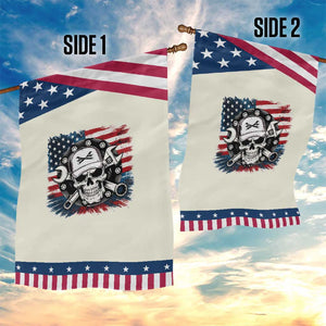 American Flag Skull Mechanic Garden Flag Labor Day Patriotic USA TS14 Print Your Wear