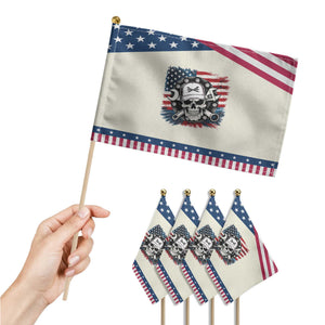 American Flag Skull Mechanic Patriotic Handheld Flag Labor Day USA TS14 Print Your Wear