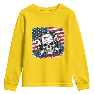 American Flag Skull Mechanic Youth Sweatshirt Labor Day Patriotic USA TS14 Daisy Print Your Wear