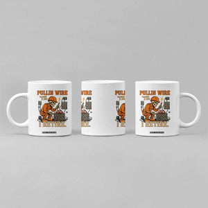 Funny Skeleton Electrician Coffee Mug Pullin Wire Til I Retire Labor Day TS14 Print Your Wear
