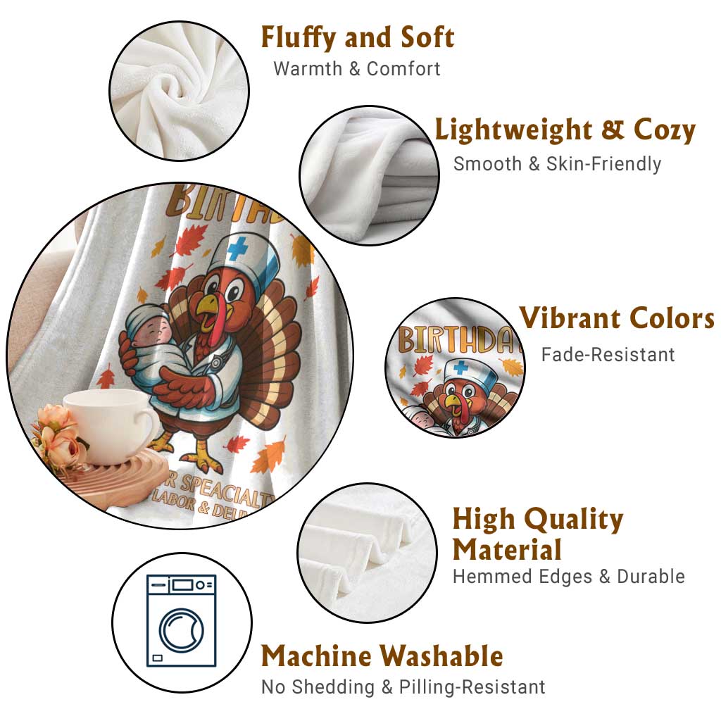 Thanksgiving Turkey Nurse Throw Blanket Labor and Delivery Birthday Specialty TS14 Print Your Wear