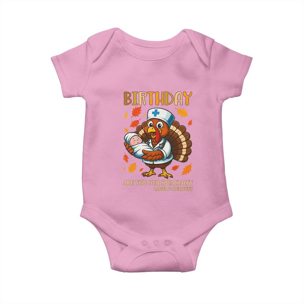 Thanksgiving Turkey Nurse Baby Onesie Labor and Delivery Birthday Specialty TS14 Light Pink Print Your Wear