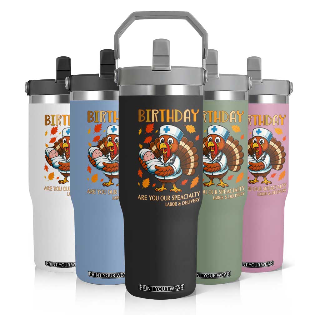 Thanksgiving Turkey Nurse Flip Straw Tumbler Labor and Delivery Birthday Specialty TS14 Print Your Wear