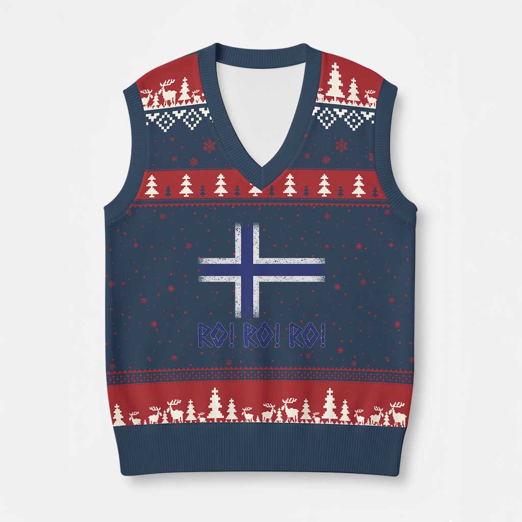 Ro Ro Norge Norway Norwegian Flag V-Neck Knit Sweater Vest TS14 Navy Red Print Your Wear