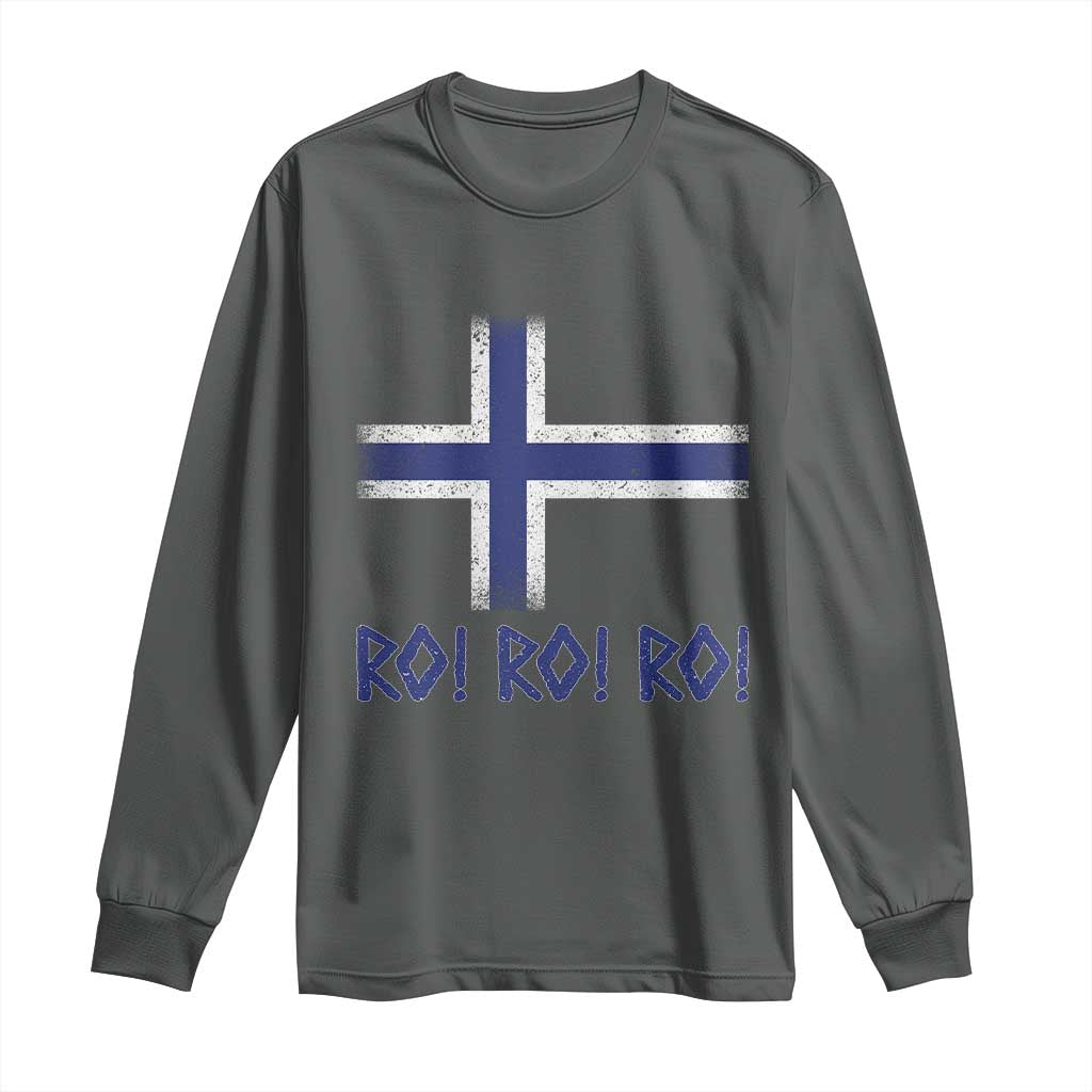 Ro Ro Norge Norway Norwegian Flag Long Sleeve Shirt TS14 Dark Heather Print Your Wear