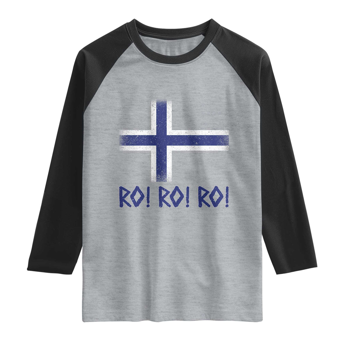 Ro Ro Norge Norway Norwegian Flag Raglan Shirt TS14 Heather Gray Black Print Your Wear