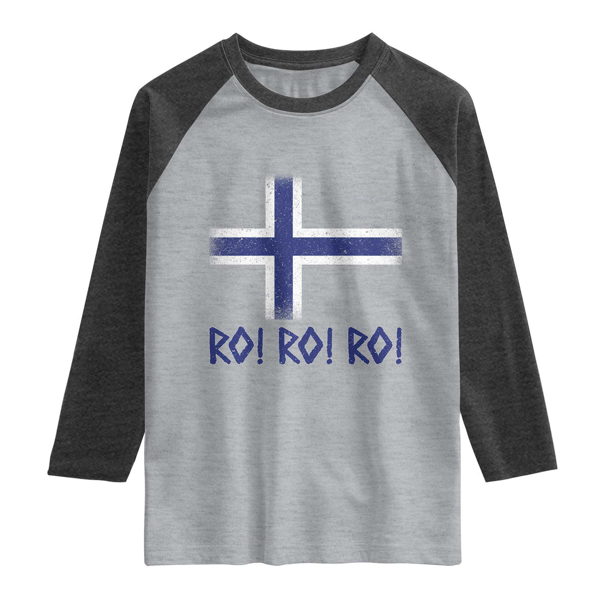 Ro Ro Norge Norway Norwegian Flag Raglan Shirt TS14 Heather Gray Heather Charcoal Print Your Wear
