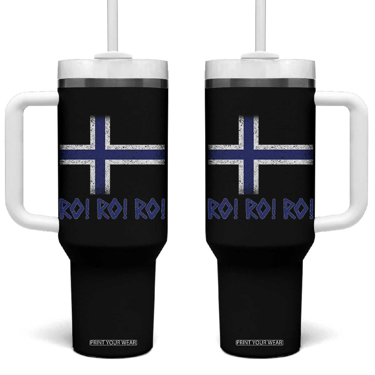 Ro Ro Norge Norway Norwegian Flag Tumbler With Handle TS14 One Size: 40 oz Black Print Your Wear