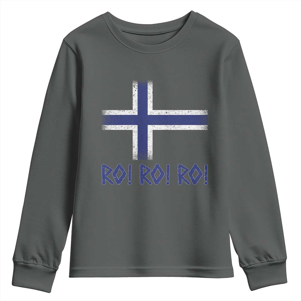 Ro Ro Norge Norway Norwegian Flag Youth Sweatshirt TS14 Dark Heather Print Your Wear
