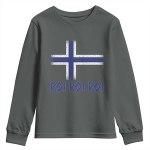 Ro Ro Norge Norway Norwegian Flag Youth Sweatshirt TS14 Dark Heather Print Your Wear