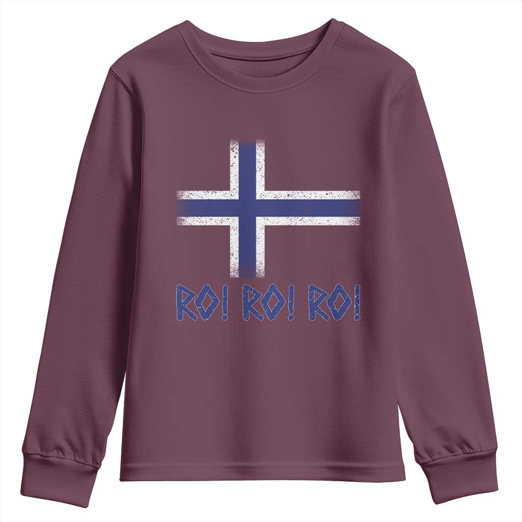 Ro Ro Norge Norway Norwegian Flag Youth Sweatshirt TS14 Maroon Print Your Wear