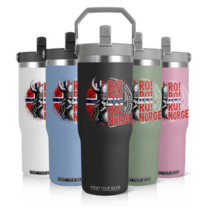 Ro Ro Norge Norway Flag Flip Straw Tumbler Cool Norwegian Viking TS14 Print Your Wear