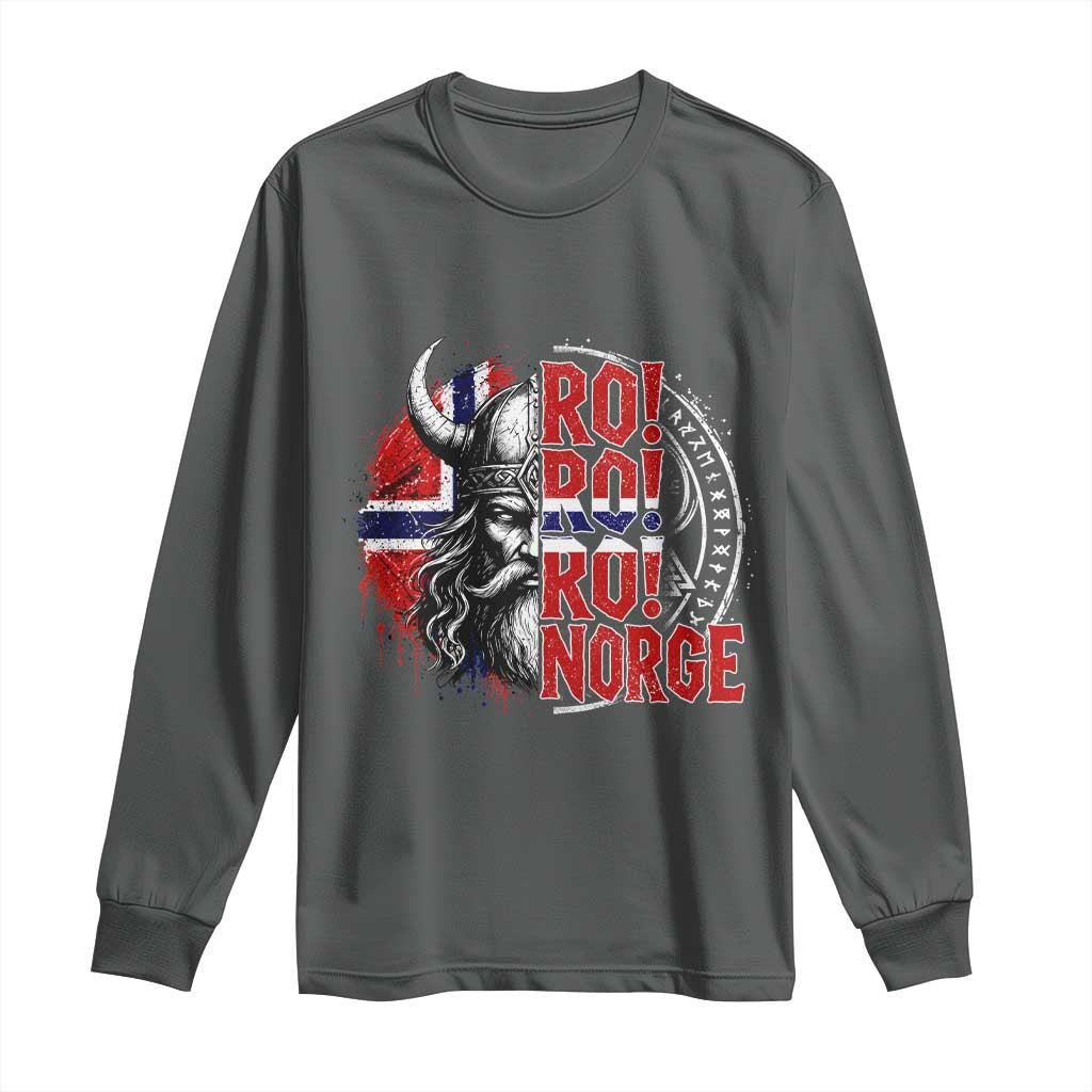 Ro Ro Norge Norway Flag Long Sleeve Shirt Cool Norwegian Viking TS14 Dark Heather Print Your Wear