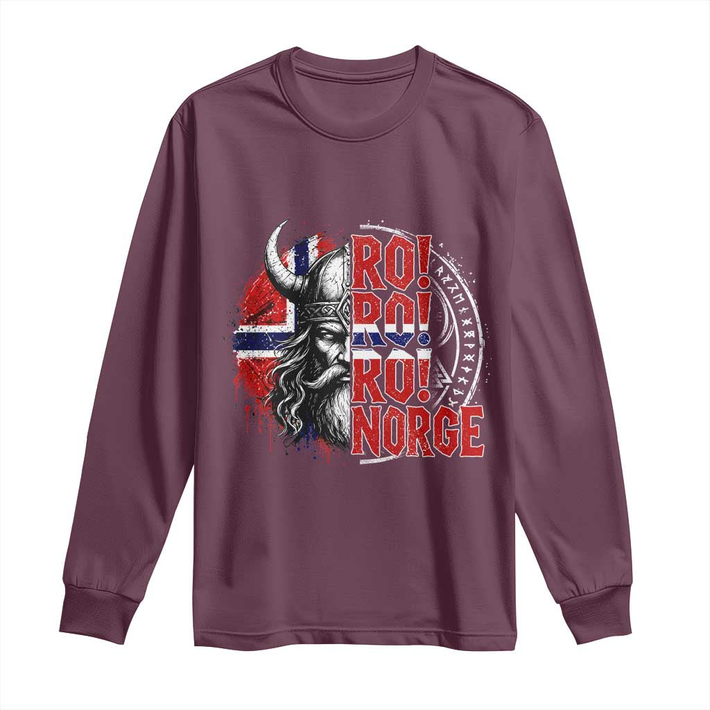 Ro Ro Norge Norway Flag Long Sleeve Shirt Cool Norwegian Viking TS14 Maroon Print Your Wear