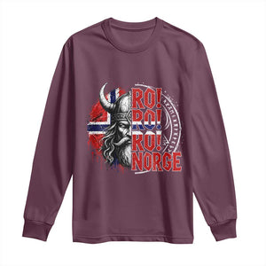 Ro Ro Norge Norway Flag Long Sleeve Shirt Cool Norwegian Viking TS14 Maroon Print Your Wear