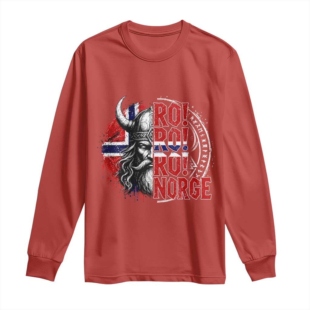Ro Ro Norge Norway Flag Long Sleeve Shirt Cool Norwegian Viking TS14 Red Print Your Wear